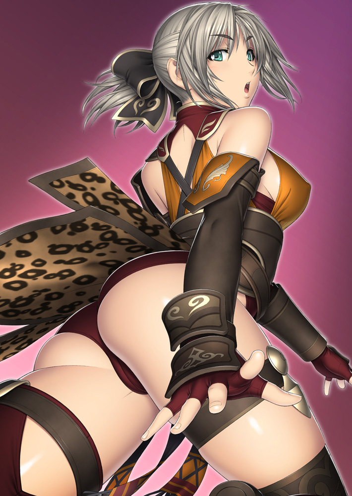 armor ass bare_shoulders breasts cameltoe cassandra_alexandra covered_nipples elbow_gloves gloves kansuke large_breasts panties solo soulcalibur thighhighs underwear
