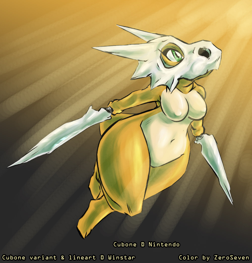 breasts cubone female nintendo pok&#233;mon pok&#233;morph pok&eacute;mon skull_mask solo video_games winstar