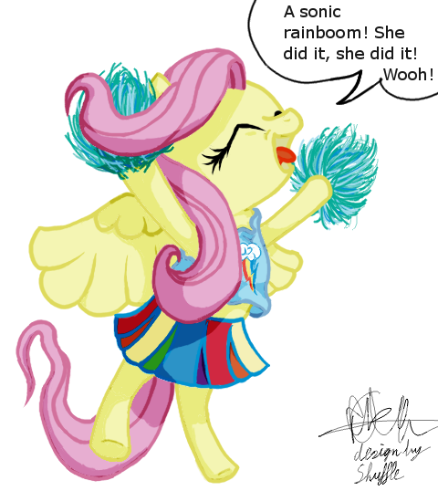 cheering cheerleader english_text equine female fluttershy_(mlp) friendship_is_magic hair horse mammal my_little_pony pegasus pink_hair plain_background pom_poms pompoms pony solo text transparent_background unknown_artist wings