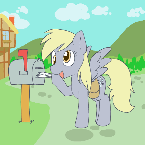 animated cutie_mark derp derpy_hooves_(mlp) equine female feral friendship_is_magic gif house inefficient_postal_service letters mail_goes_where mailbox mammal my_little_pony pegasus solo tree trees what wings wood