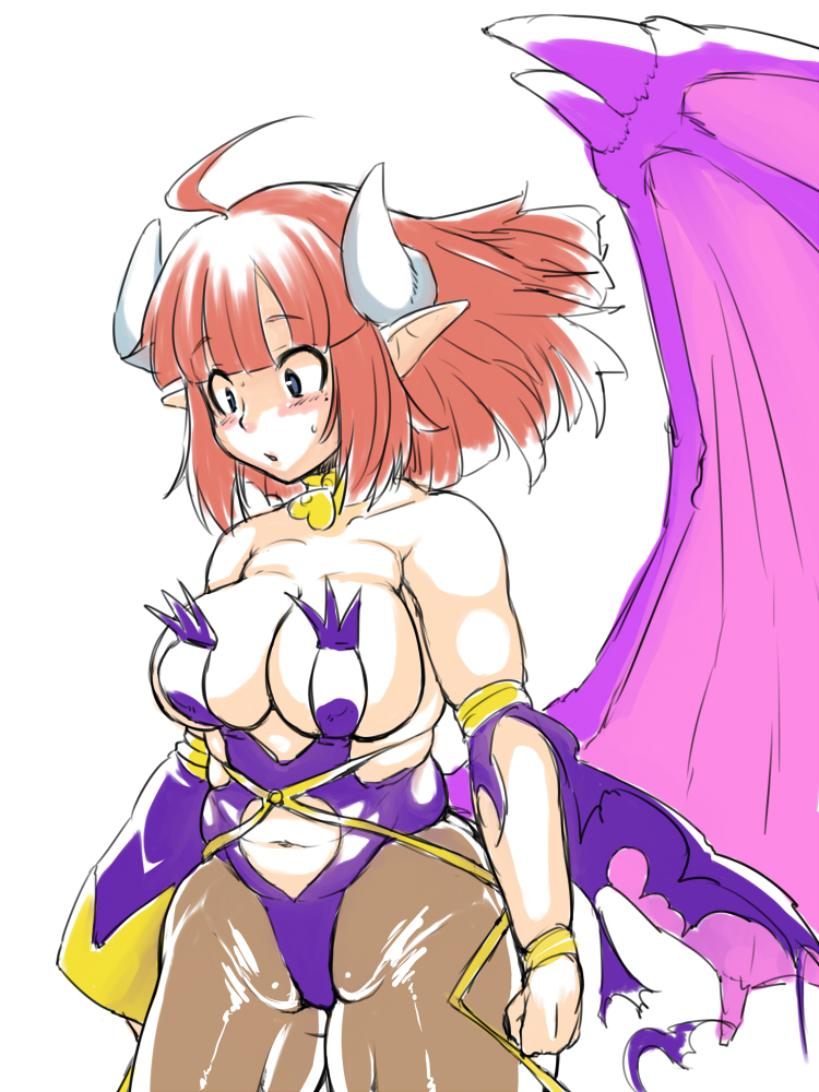 breasts chubby horns huge_breasts la_pucelle large_breasts long_hair maou_prier parumezan plump wings