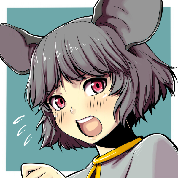 animal_ears bad_id bad_pixiv_id blush face grey_hair mouse_ears nazrin open_mouth red_eyes shiba_itsuki short_hair solo sweatdrop touhou