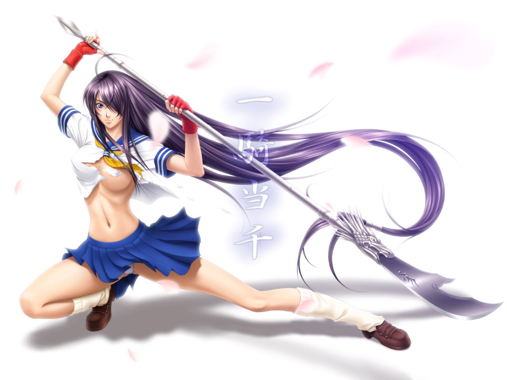 ikkitousen kanu_unchou long_hair sword weapon white
