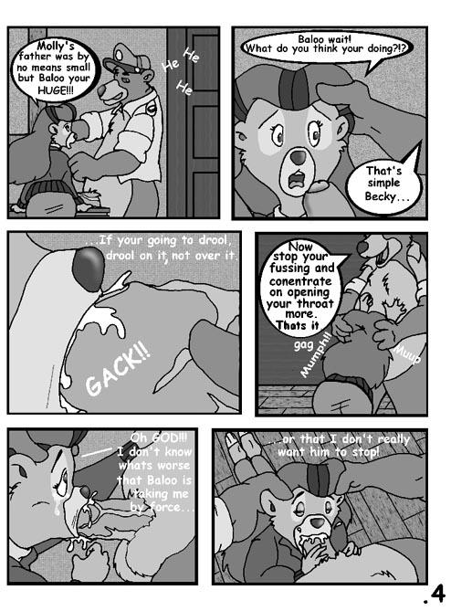 comic disney english_text erection fellatio female greyscale kit_cloudkicker male molly_cunningham monochrome oral oral_sex penis rebecca_cunningham sex straight talespin text the_five_year_bitch uncut unknown_artist