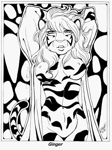 1995 feline female ginger hi_contrast lia_graf nude open_shirt robe solo tiger tygger