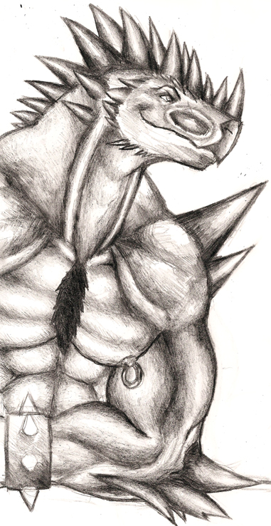 deeplydisturbd horns male muscles piercing reptile scalie sketch solo spikes