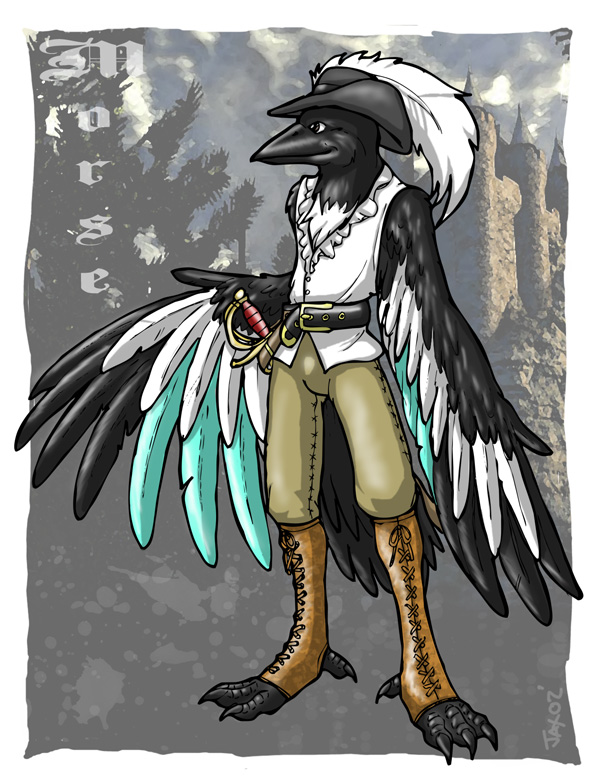 avian jax_the_bat male medieval raven solo sword weapon wings