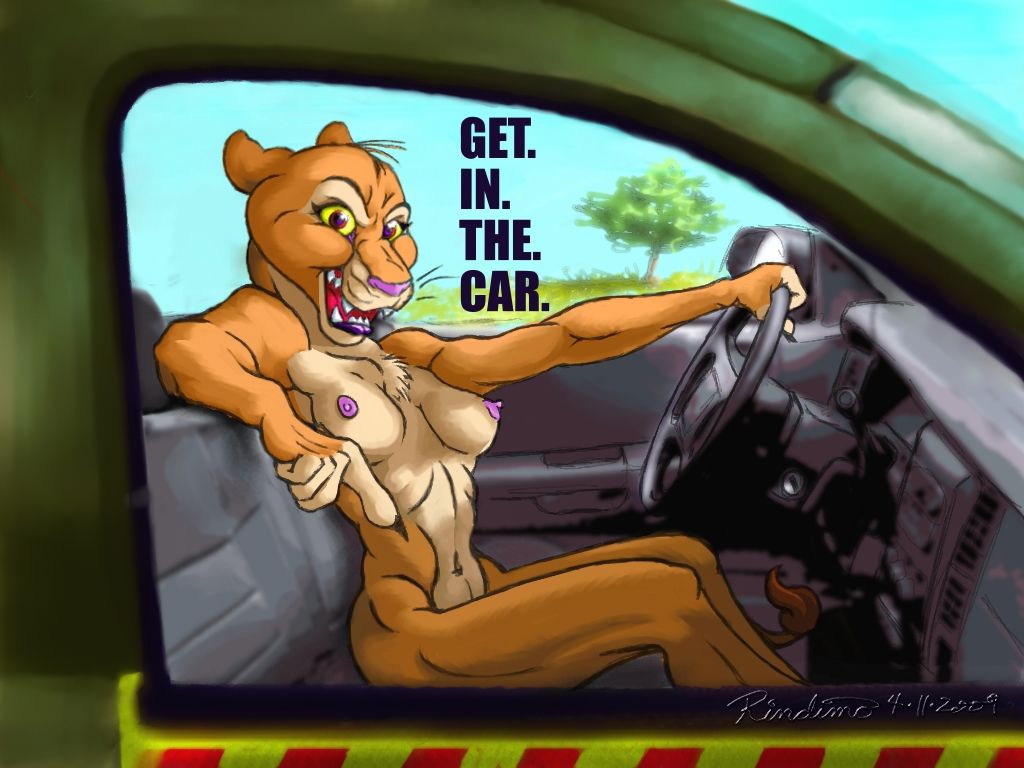 breasts car driving english_text female it's_a_lion_get_in_the_car meme nude rindimo solo tree ಠ_ಠ