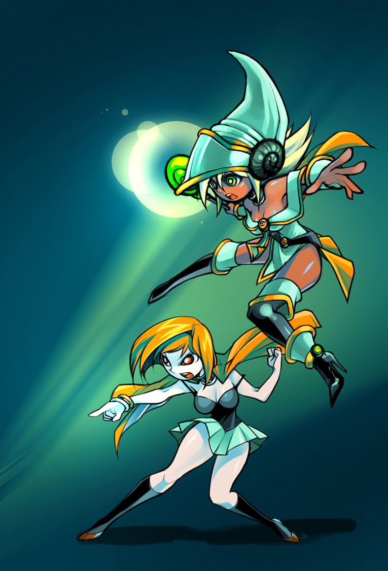 2girls character_request dark_magician_girl duel_monster multiple_girls yu-gi-oh! yuu-gi-ou_duel_monsters