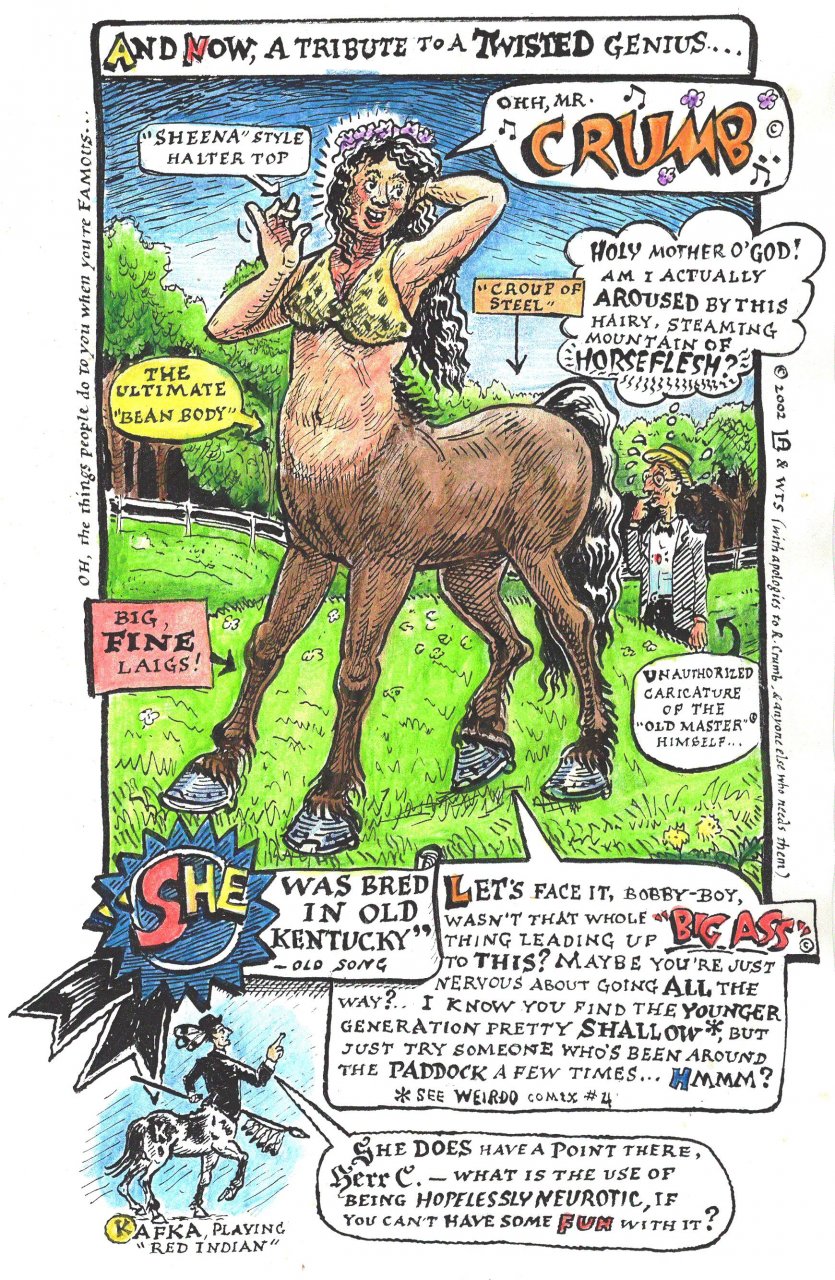 2002 boater_hat centaur comic equine fanart female hat hooves horse luciusappaloosius robert_crumb taur