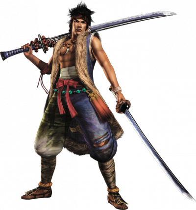 dual_wielding katana lowres male_focus miyamoto_musashi official_art sengoku_musou sword weapon
