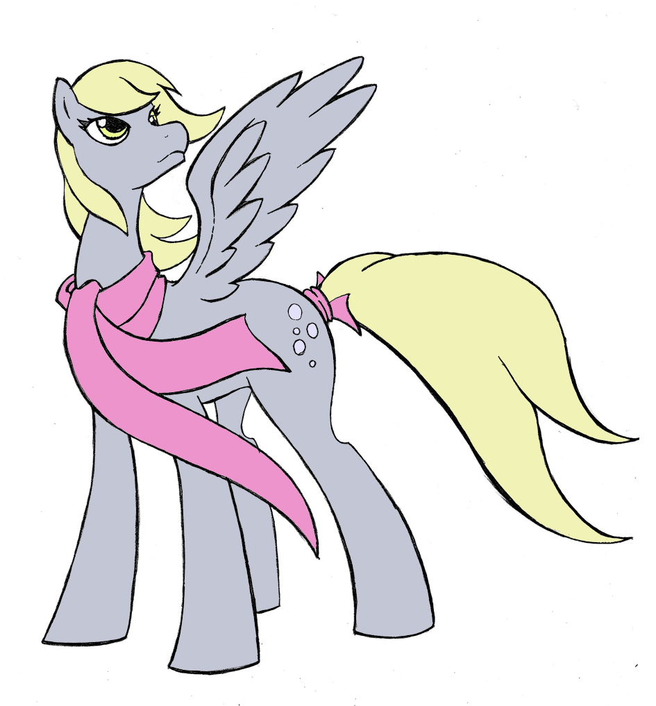 blonde_hair cutie_mark derpy_hooves_(mlp) equine female feral friendship_is_magic hair horse mammal my_little_pony pegasus plain_background pony scarf solo unknown_artist white_background wings