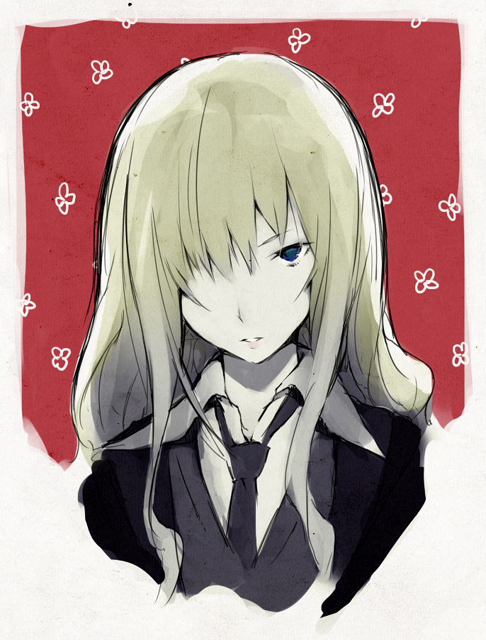 blonde_hair copyright_request expressionless face hair_over_one_eye jiyu2 looking_at_viewer necktie solo