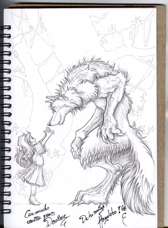 canine child cute female human magolobo male sketch sketchbook spanish_text werewolf wolf