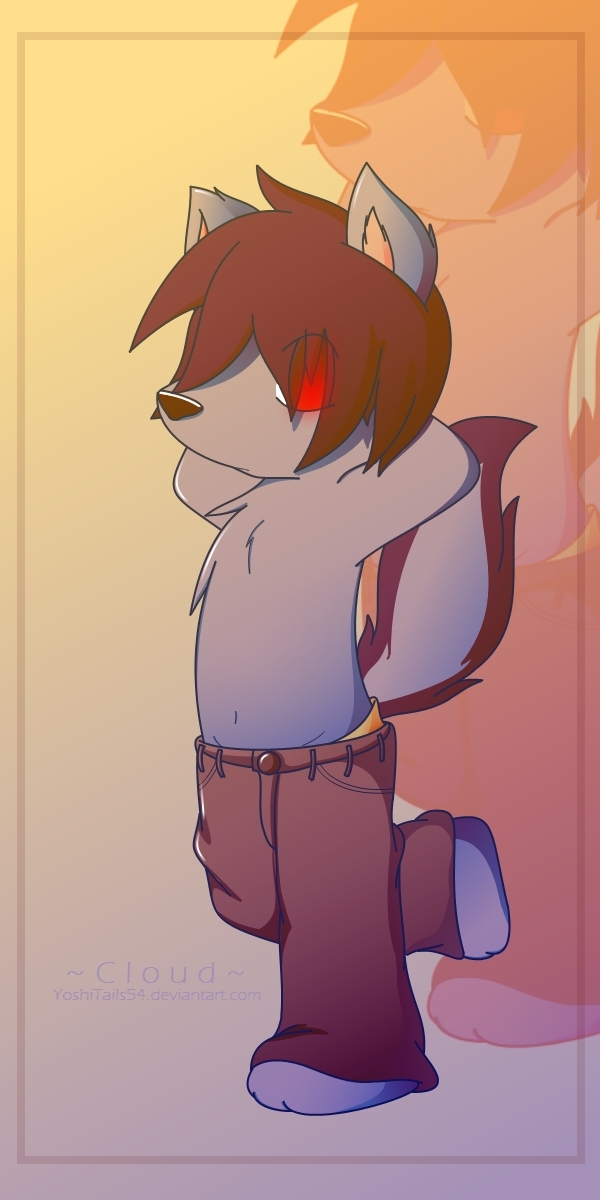 anthro clothing cloud cloud_(artist) cloud_(the_artist) darknader emo fox male mammal pants red_eyes solo topless undead vampire
