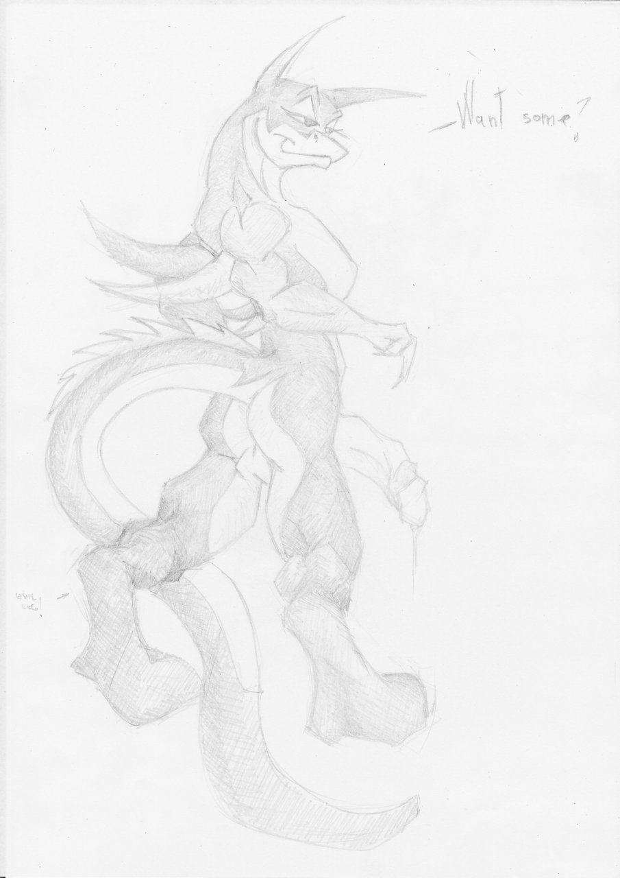 balls claws cum dragon erection grin looking_at_viewer male megan muscles nude penis pointy_ears precum presenting reptile scalie sketch solo spikes standing tail