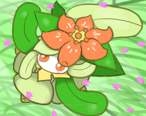 crown flower lilligant lowres nintendo plant_girl pokemon red_eyes