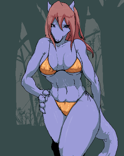 bikini cowardly_goat dragon female nikoru scalie skimpy solo