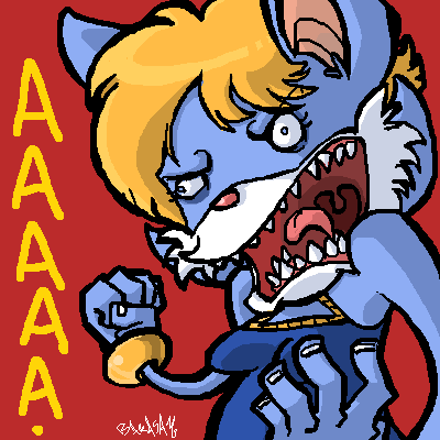 angry bakasam canine female fox gaping_maw oekaki open_mouth rage solo