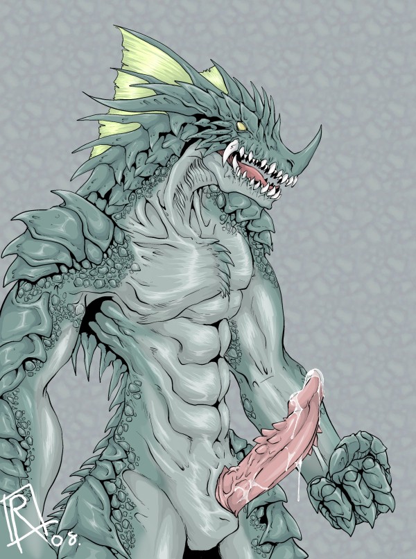 barbs claws cum dragon erection fangs horns male monster muscles nude penis precum reho reptile scalie solo standing tongue yellow_eyes