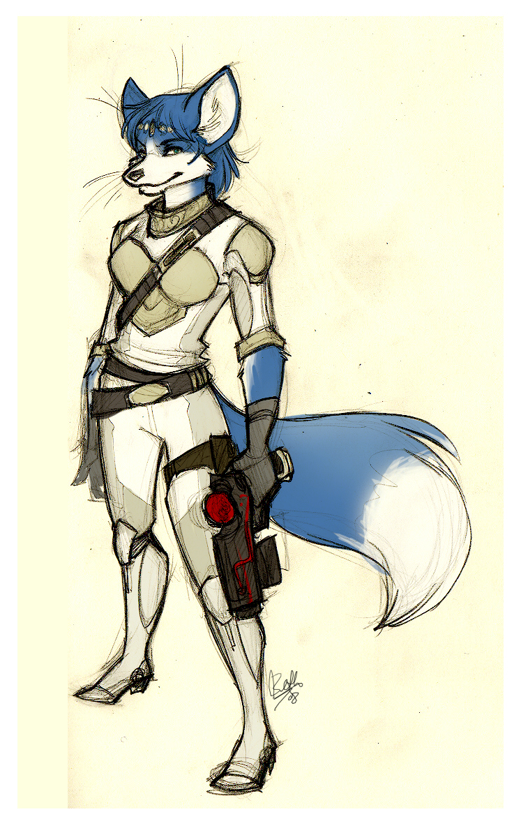 armor blue bluewolf487 canine female fox gun illegible_signature krystal solo star_fox uniform video_games weapon