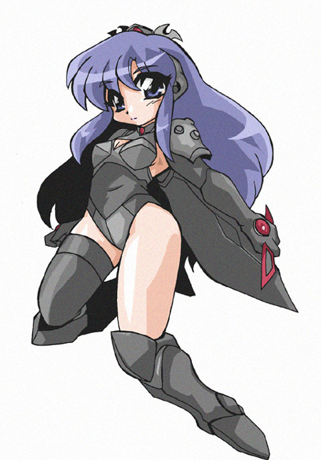 90s armor bad_id bad_pixiv_id black_armor blue_eyes blue_hair boots choker dominatrix full_body ginga_ojou-sama_densetsu_yuna greaves knee_boots long_hair looking_at_viewer luminaev_du_krosovski mask okuri_ookami pauldrons sidelocks simple_background single_thighhigh solo thighhighs white_background