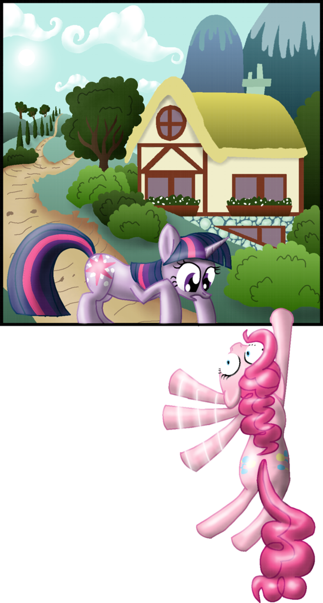 breaking_the_fourth_wall broken_4th_wall cgeta cutie_mark duo equine falling female feral friendship_is_magic fur help horn horse mammal my_little_pony pair pink_fur pinkie_pie_(mlp) plain_background pony transparent_background twilight_sparkle_(mlp) unicorn