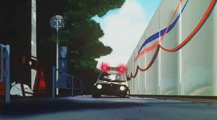90s animated animated_gif gif gloves honda lowres police police_car police_uniform policewoman short_hair tsujimoto_natsumi uniform you're_under_arrest you're_under_arrest