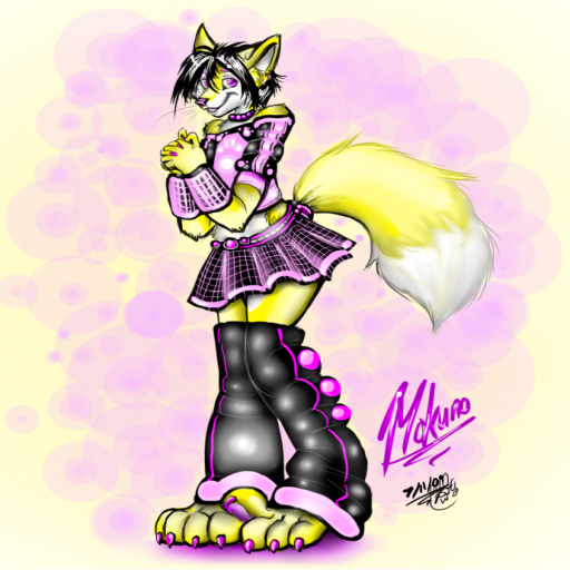 canine fennec fox girly male mokuno pink shy skirt solo