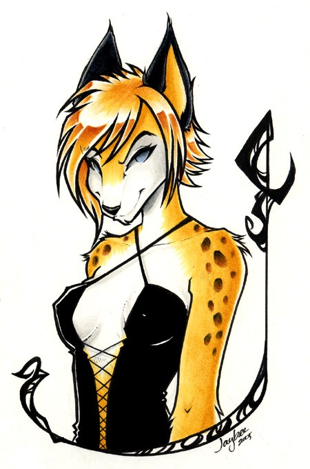 black breasts bust corset feline female goth jaybee leopard looking_at_viewer solo