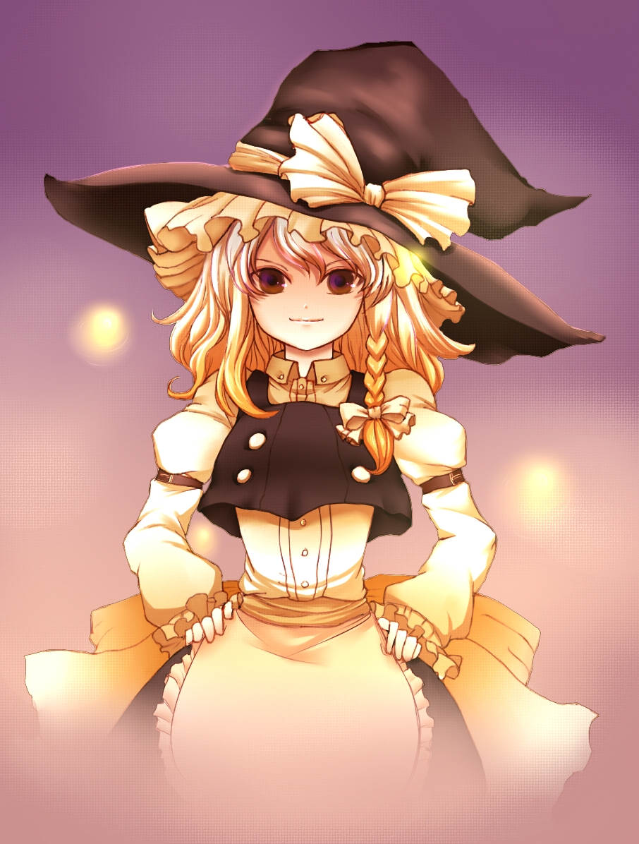bad_id bad_pixiv_id hands_on_hips hat iltusa kirisame_marisa looking_at_viewer smile solo touhou witch_hat