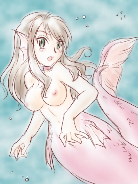 breasts female fin mermaid solo unknown_artist
