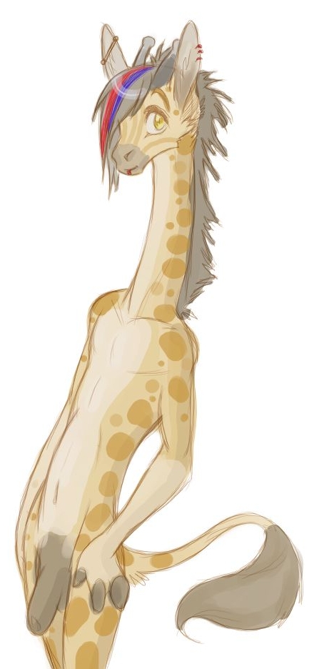 giraffe hair_streaks jijix long_neck male nude penis piercing solo uncut
