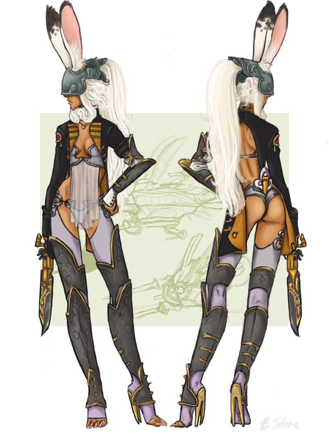 armor butt final_fantasy fossa_(artist) gunsword lagomorph rabbit rabbitgirl video_games viera