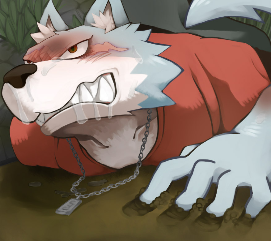 canine chain drool drooling fur it_came_to_(artist) male mammal maron21212 saliva solo wolf