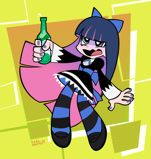 ahegao alcohol beer meltup panty_&amp;_stocking_with_garterbelt solo stocking_(psg)