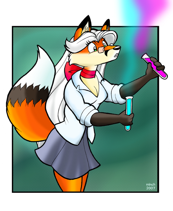 canine chemistry cute doing_it_wrong female fox glasses mary_minch schoolgirl science solo teen test_tube uniform