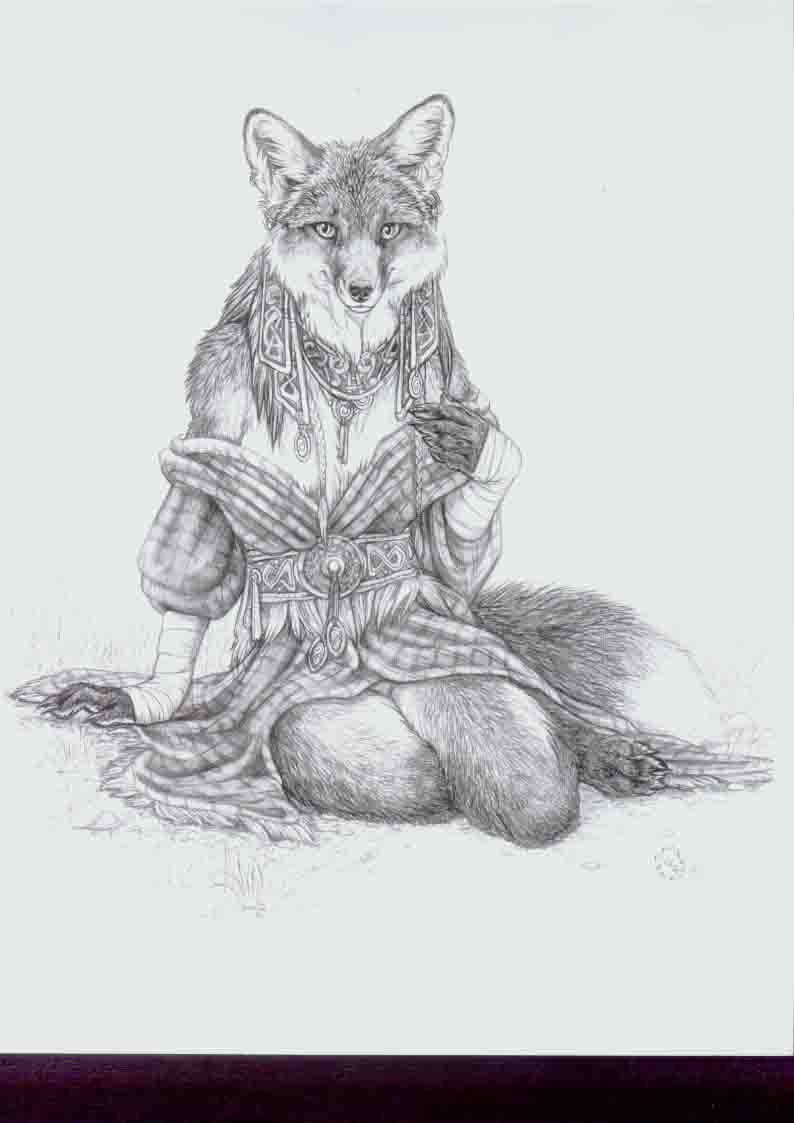 bottomless canine dark_natasha female fox pencils photorealism plaid revealing solo tartan