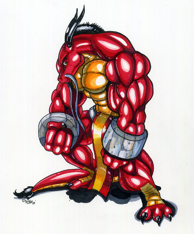 brian_wear buff chinese_dragon dragon male muscles powerful red scalie shackles solo