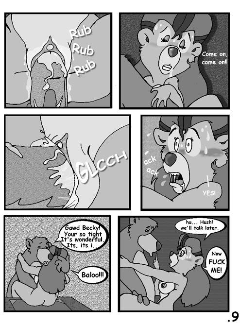breasts comic cum disney english_text erection female greyscale male monochrome nipples nude penetration penis rebecca_cunningham sex straight talespin text the_five_year_bitch uncut unknown_artist vaginal vaginal_penetration