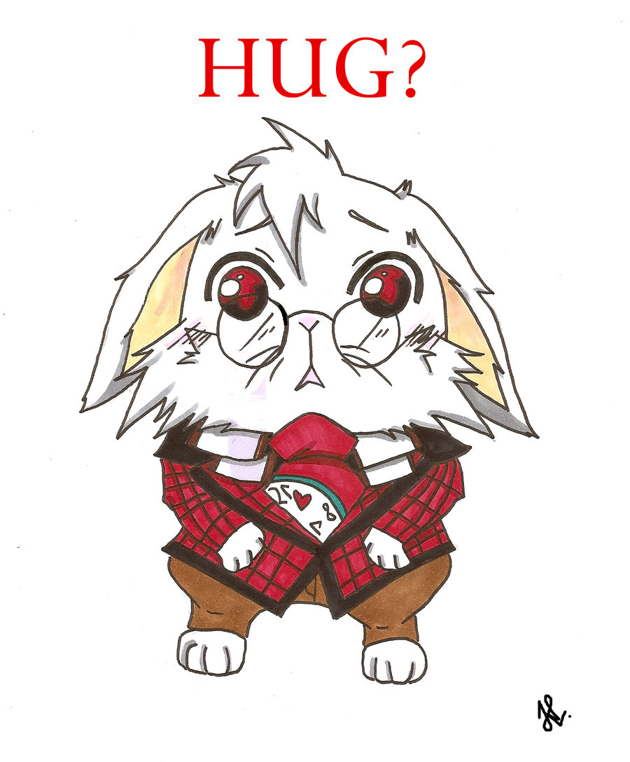 hug lagomorph male mammal plain_background rabbit red_eyes solo unknown_artist white white_background white_fur