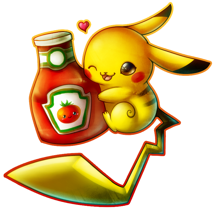 &hearts; alpha_channel ambiguous_gender cute ketchup nintendo pikachu plain_background pok&#233;mon pok&eacute;mon solo transparent_background unknown_artist video_games