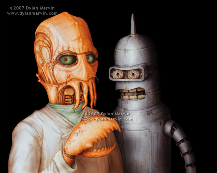 amazing awesome bender bender_bending_rodr&#237;guez doctor_zoidberg dr.zoidberg dylan_marvin futurama horror machine mechanical nightmare_fuel robot watermark what