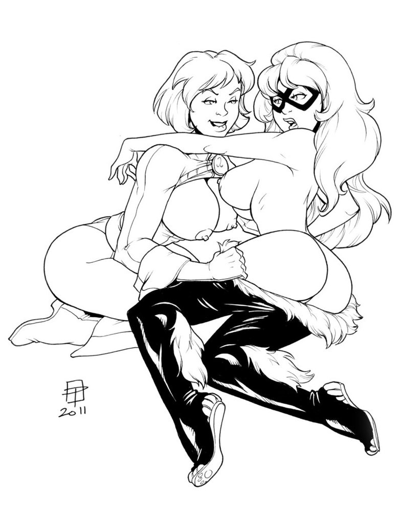 black_cat callmepo crossover dc felicia_hardy marvel power_girl