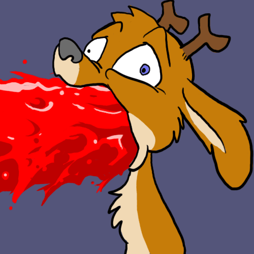 acorndeer animated blood jackalope male solo vomit what