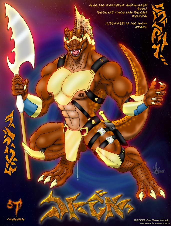 armor balls claws cum dragon fangs green_eyes kaa kaa_(artist) looking_at_viewer male muscles penis precum reptile scalie solo standing tail weapon