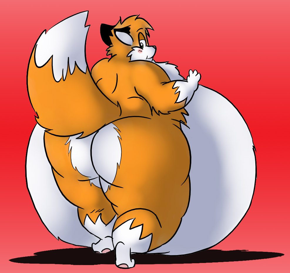 blush butt canine fat fox morbidly_obese nude obese solo