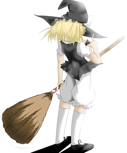 blonde_hair bloomers broom from_behind hat kirisame_marisa rorikon_(youkon) solo standing torn_clothes touhou underwear witch_hat