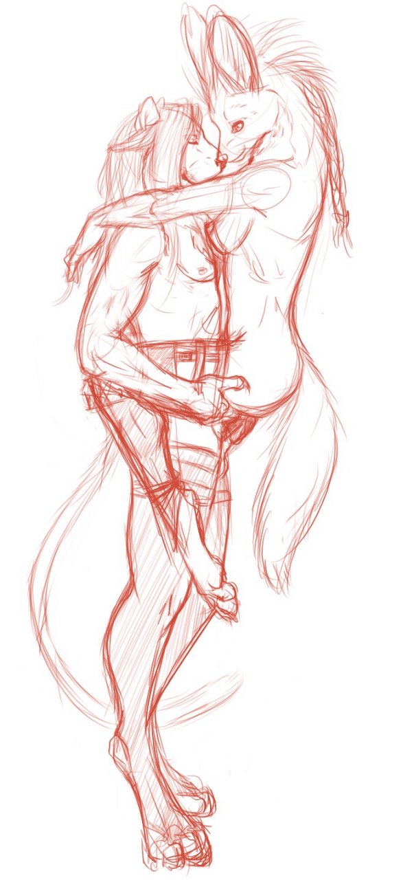 bagheera canine couple feline female fenn fennec fox lion male sex sketch stand_and_carry_position standing