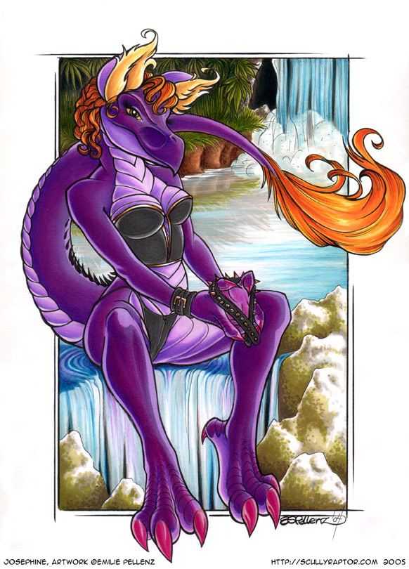 dragon emilie_pellenz female garter josephine lingerie macro purple scalie solo waterfall